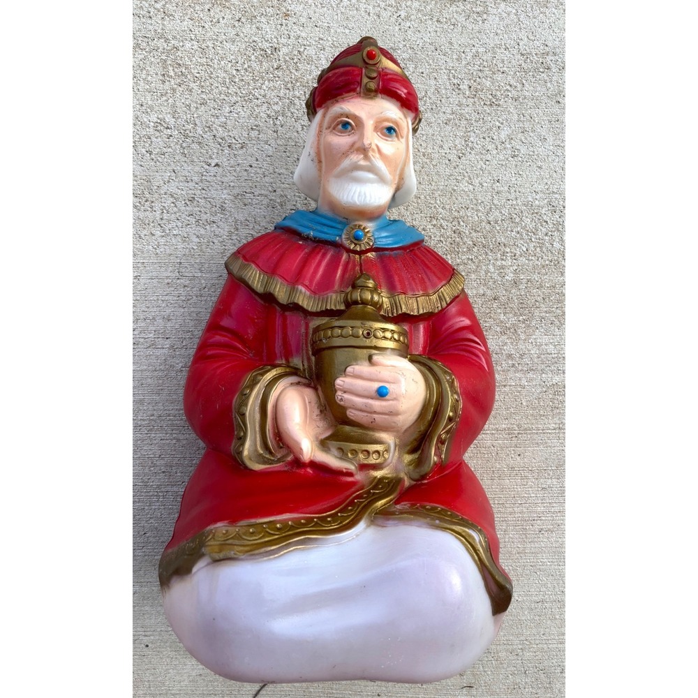 General Foam Plastics Christmas Nativity Wise Man Blow Mold Red King 24 Inch